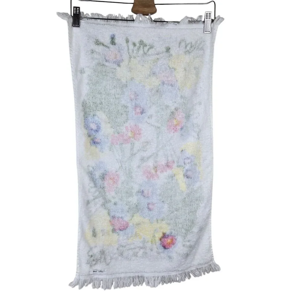 Vintage Vera Neumann Floral Hand Towel White Multicolor Spring 28